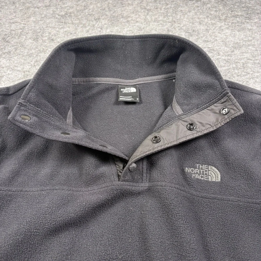 The North Face TKA 100 Fleece Snap Pullover Sweater Black Mens Medium